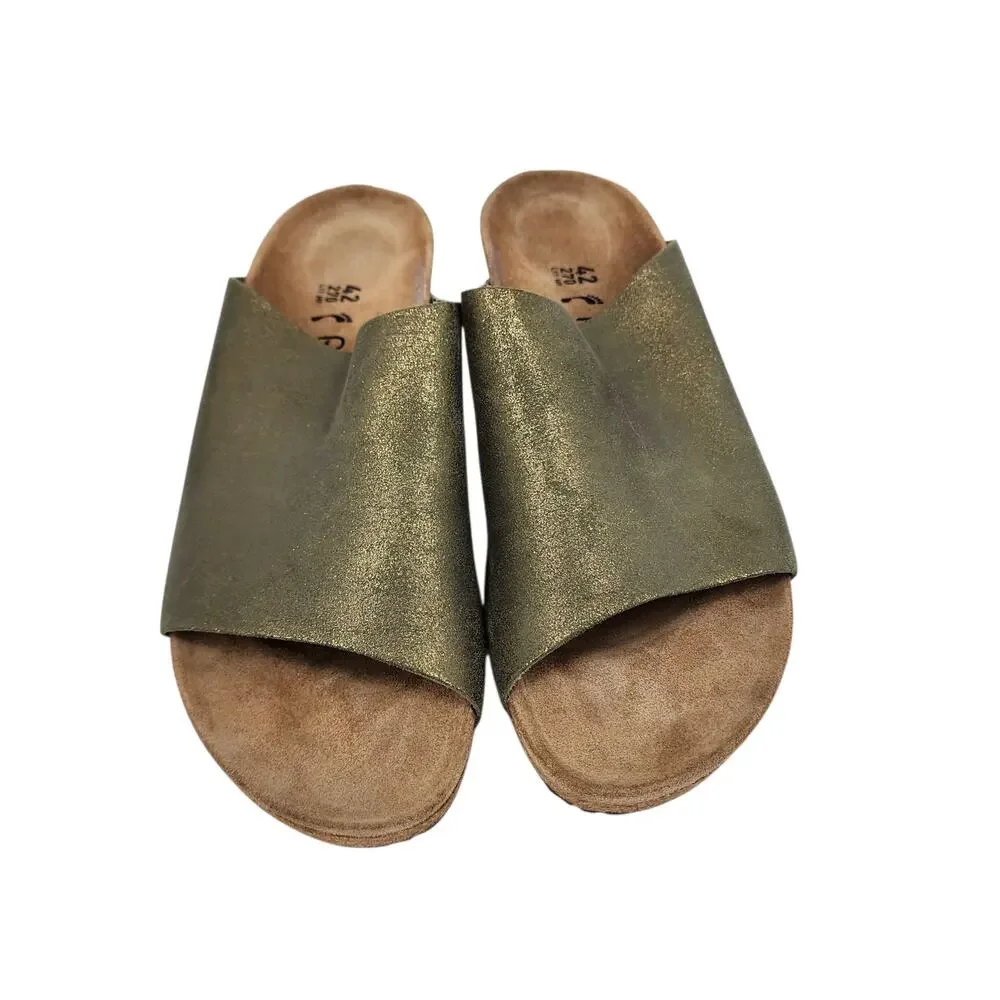 Birkenstock Papillio Namica Suede Leather Washed Gold Sandals Size 42 Narrow